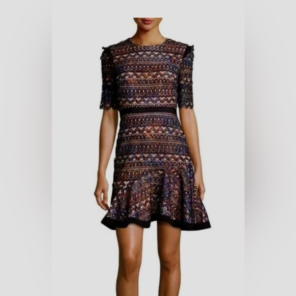 SALONI Juno Butterfly LacePrinted Mini Dress - Picture 1 of 16